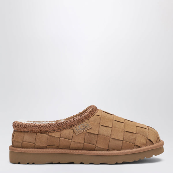 Brown Tasman Woven Slip-Ons In Suede