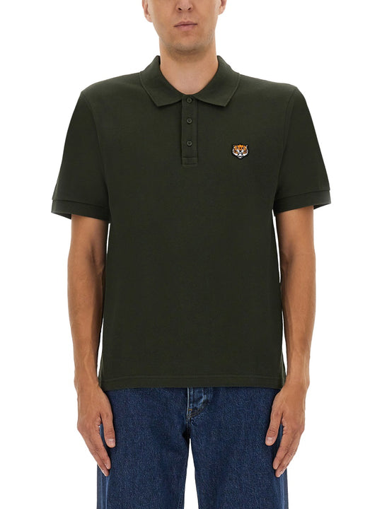 Polo Shirt With Happy Tiger Embroidery