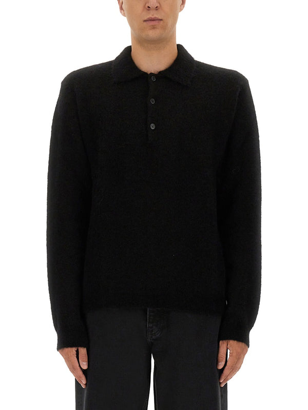 Wool Sweater With Polo Collar