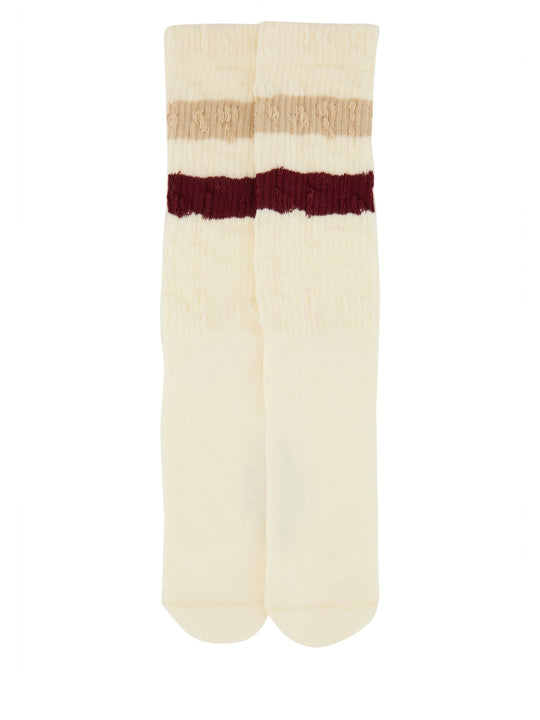 Socks With Distressed Details And Stripes