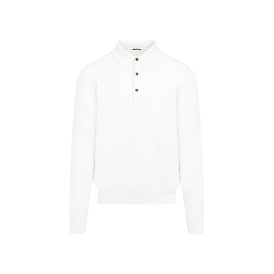 White Cashmere Knit Polo
