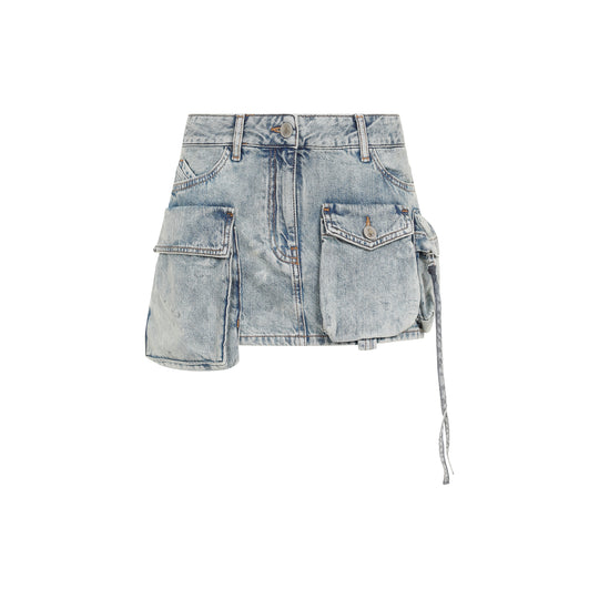 Bleached Blue Fay Cotton Mini Skirt