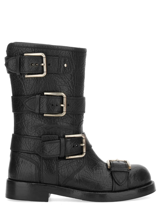 Leather Boot With Buckles