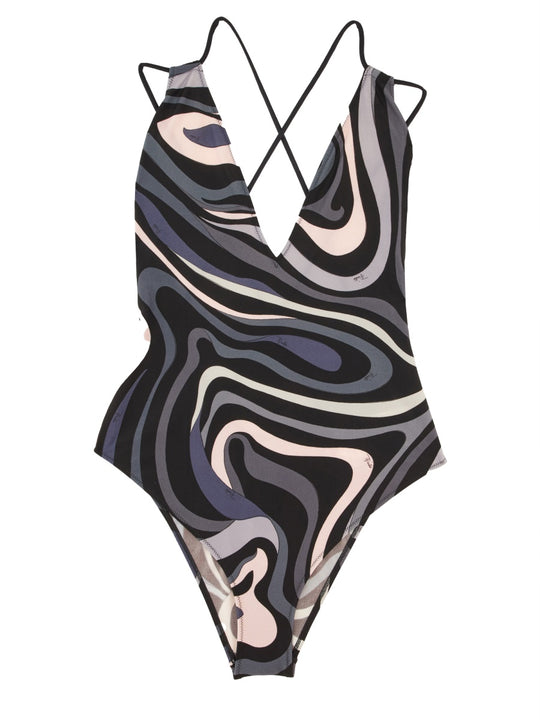 Marble Print One Piece Swimsuit