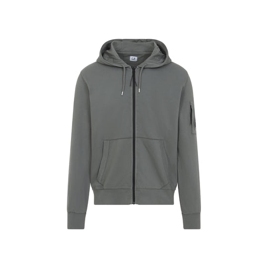 Grey Zip Lens Cotton Hoodie