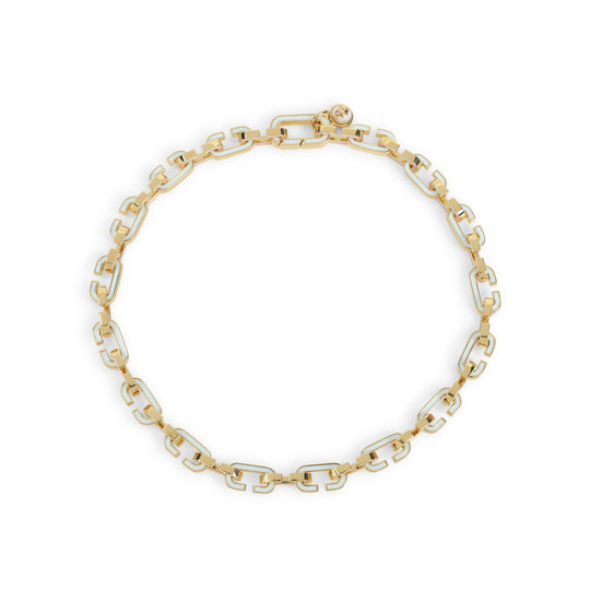 Pink And Light Blue Enamel C Link Brass Necklace