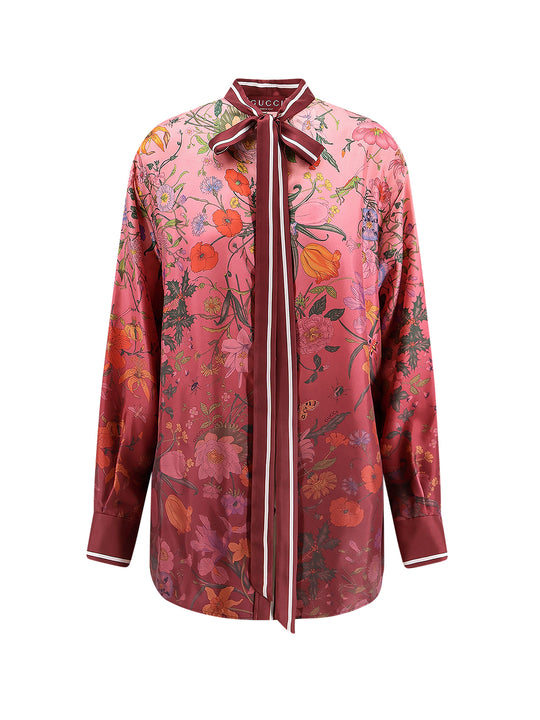 Silk Shirt With Gucci Flora Print