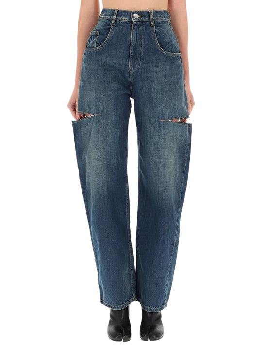Cropped Jeans With Frayed Hem
