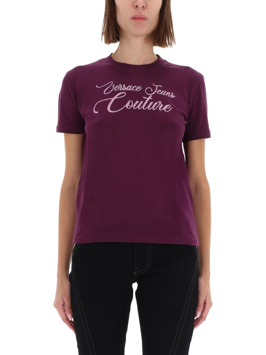 T-Shirt With Logo And Rhinestones