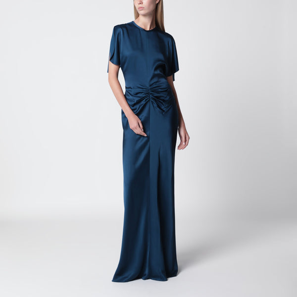 Ocean Blue Isabella Satin Crêpe Maxi Dress