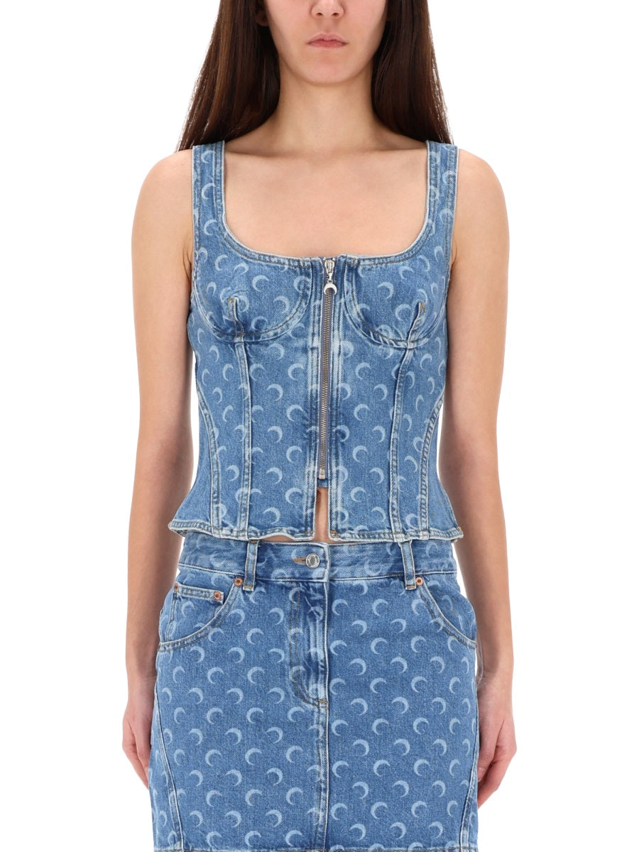 Marine Serre Top - Blu | Wanan Luxury