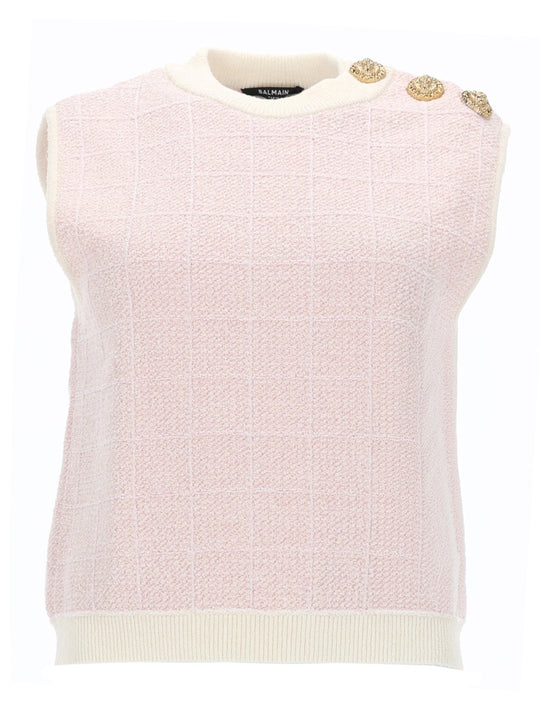 Sleeveless Top With Jewel Buttons