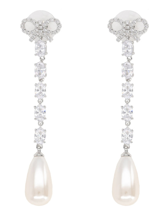 "Bow Pearl Droplet" Earrings