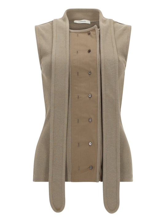 Asymmetrical Ribbed Top With Scarf