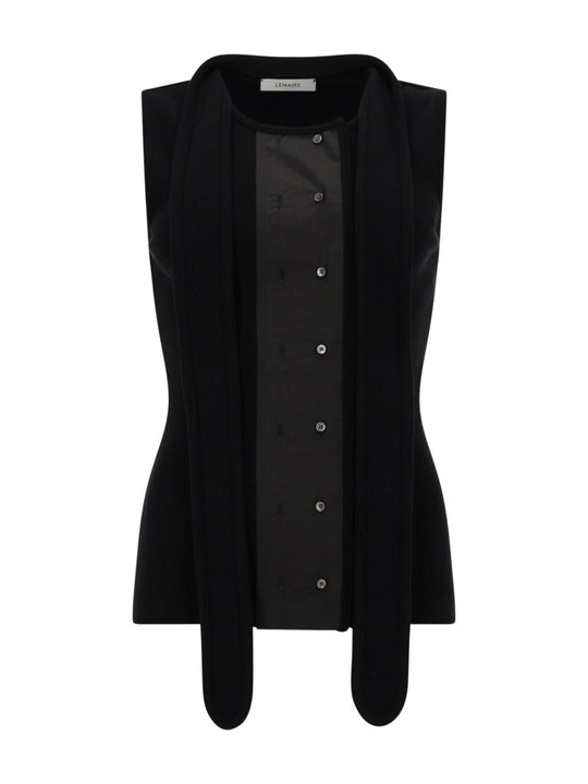 Asymmetrical Ribbed Top With Scarf