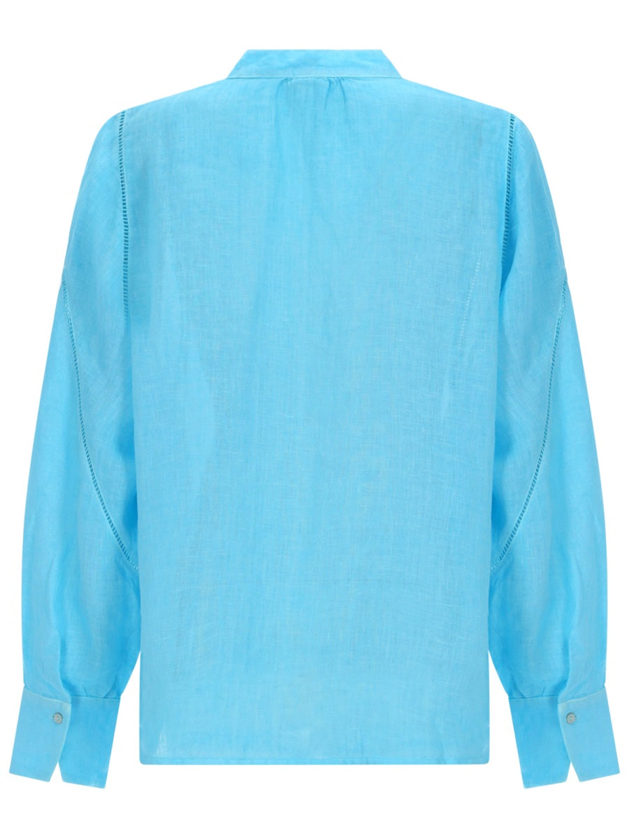 120% Lino Camicie - Azure | 696af35144d7e61fb9ed4c3a81a438afe463dcac
