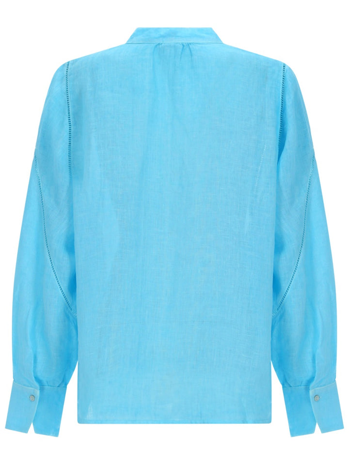 120% Lino Camicie - Azure | 696af35144d7e61fb9ed4c3a81a438afe463dcac