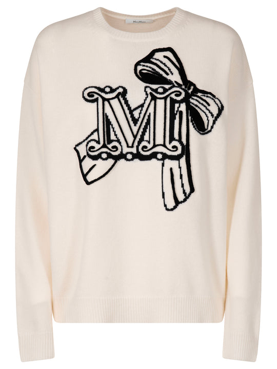 Pullover In Lana E Cashmere Con Ricami Effetto Velluto