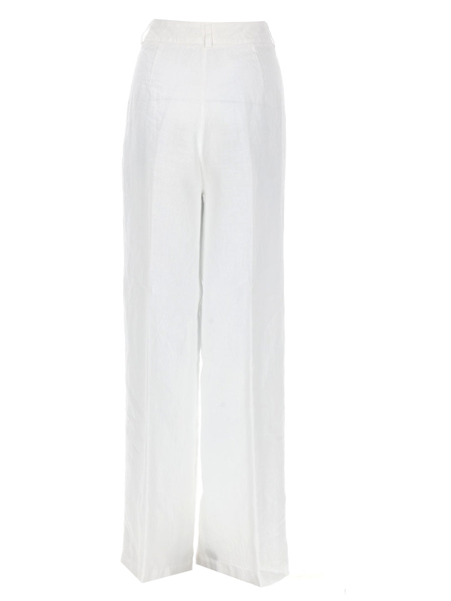 120% Lino Pantaloni - White | 98769e68338c227e48df0cc0a32f2f26afb959db