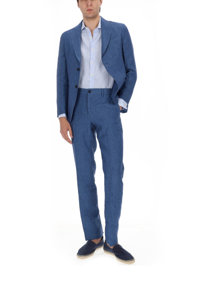 120% Lino Pantaloni - Blue | bc09c748925b3c7f05846aa6158ad8635404d817