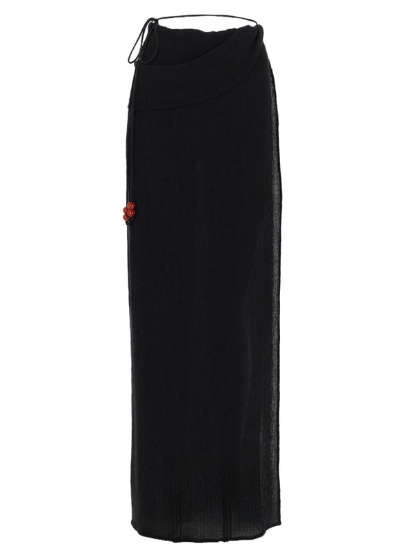 Gonna Lunga "Wrap" Drappeggiata Con Perline