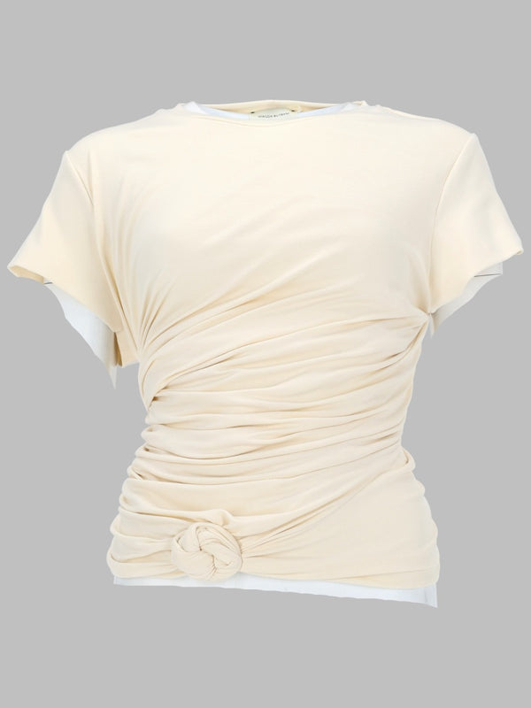 T-Shirt Drappeggiata Con Nodo Laterale
