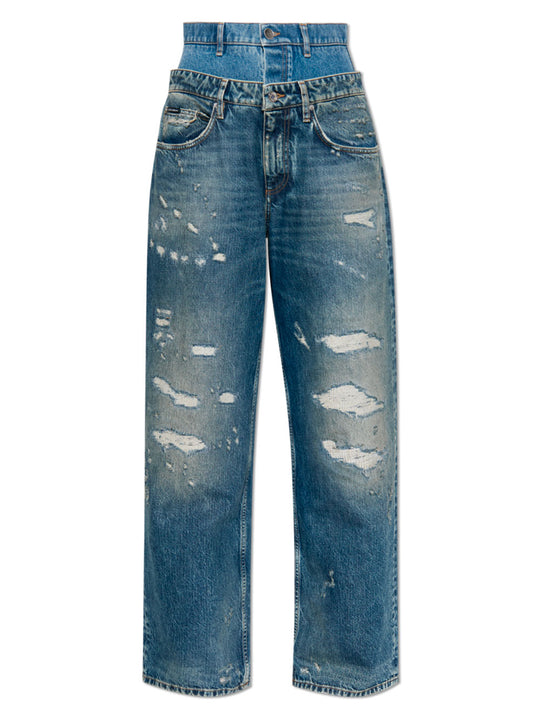 Jeans Con Doppia Vita Effetto Vintage