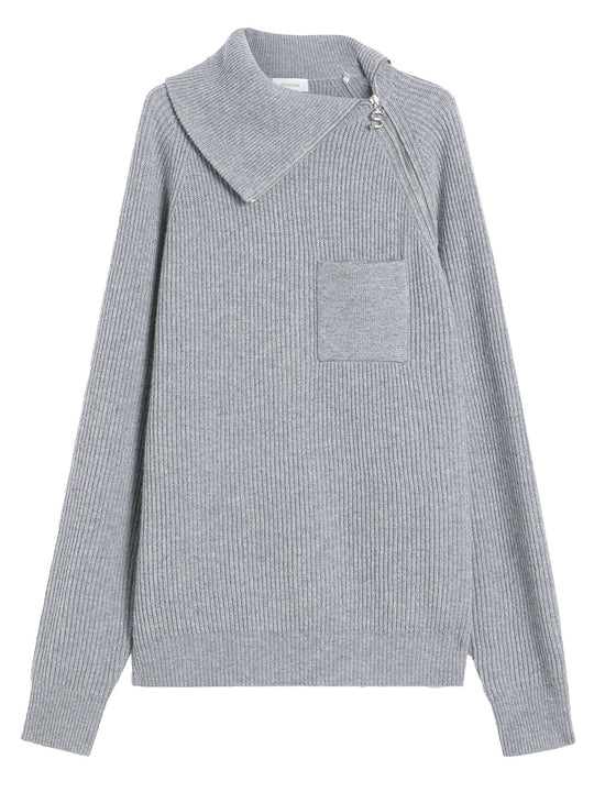 Maglia In Misto Cashmere Con Zip
