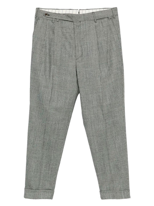 Pantaloni Carrot In Lana Check