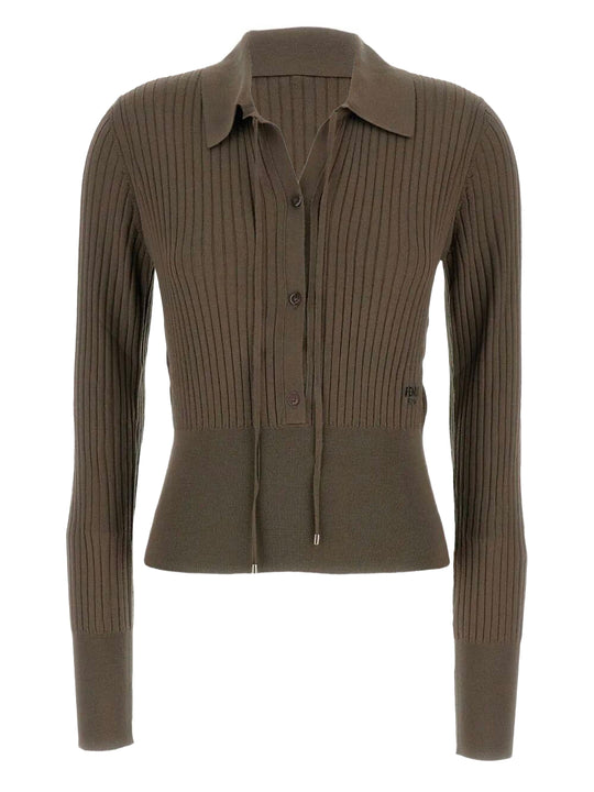 Maglia Polo Aderente In Lana