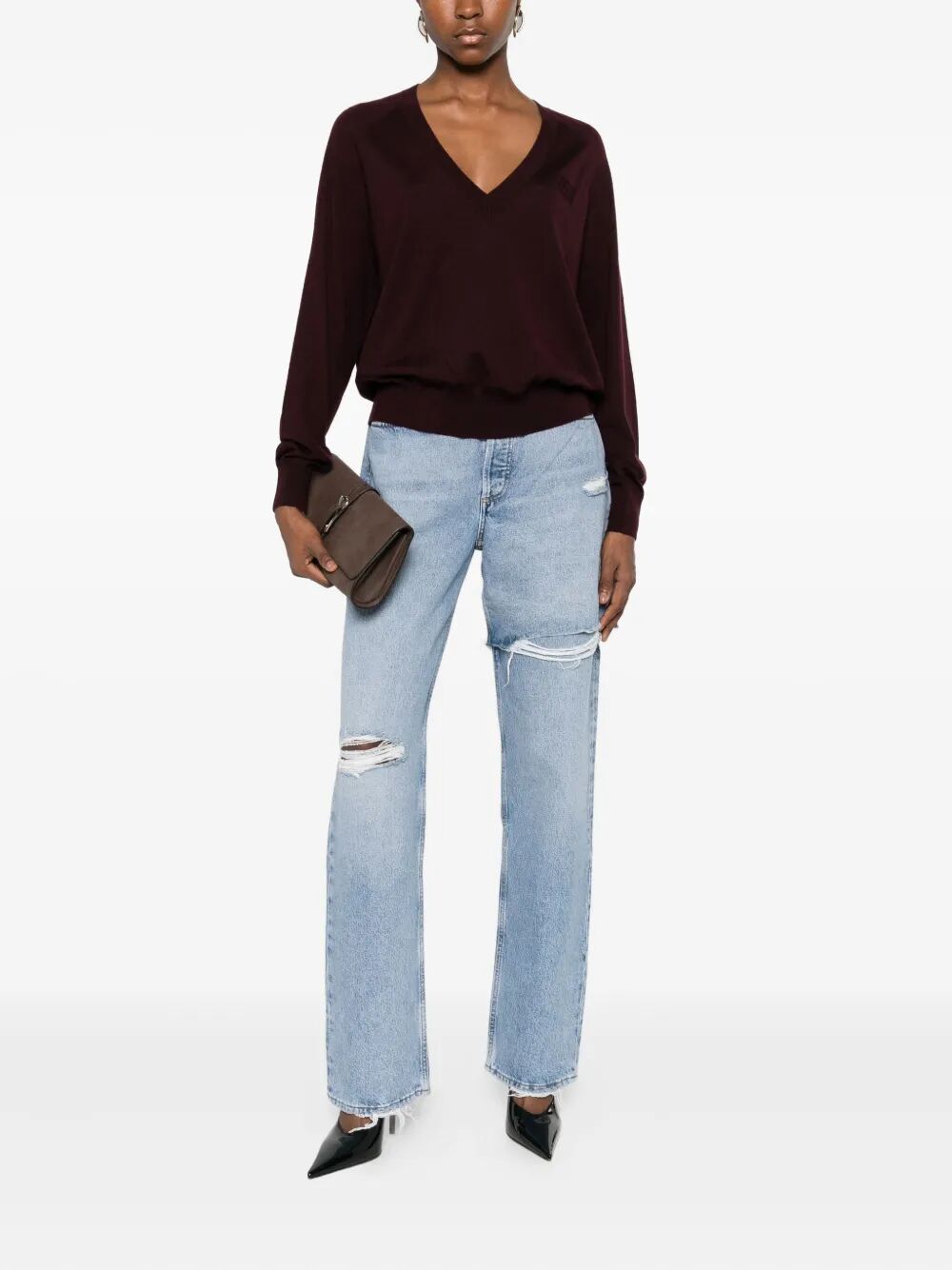 Elisabetta Franchi V neck - Rosso | f448aadb72d56eb3b3611e189eb5bcc1880fde31