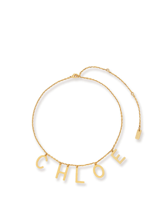 Chloé Letters Brass Necklace