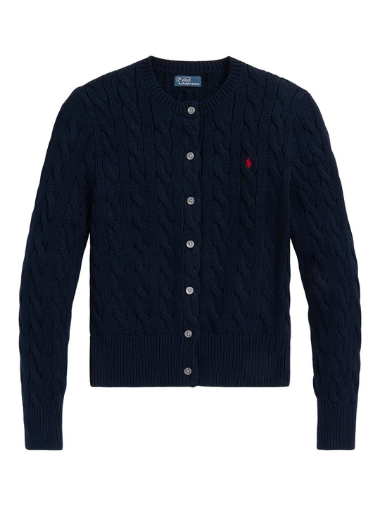 Cardigan Girocollo In Cotone A Trecce