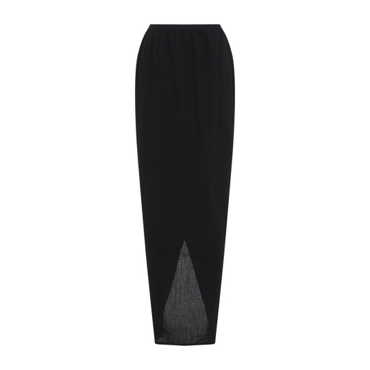 Black Soft Pillar Wool Long Skirt