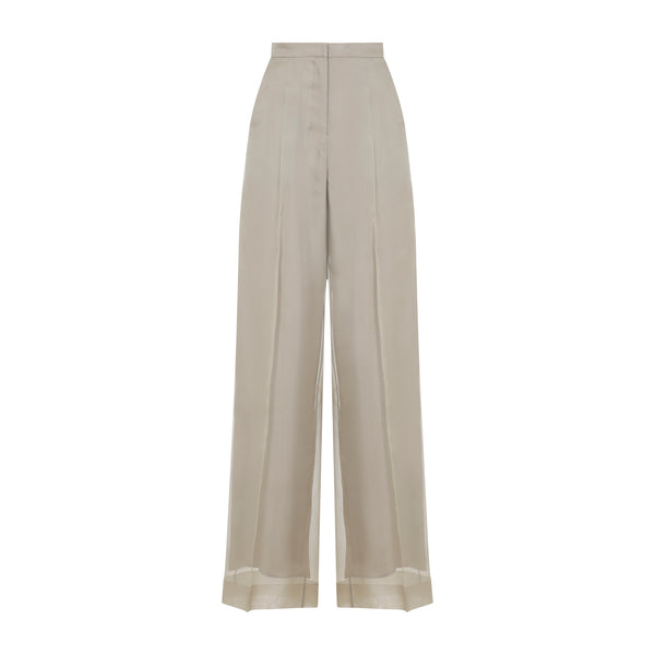 Sand Beige Silk Pianoforte Olivi Organza Pants