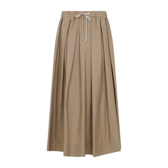 Desert Brown Cotton Pineta Popeline Skirt