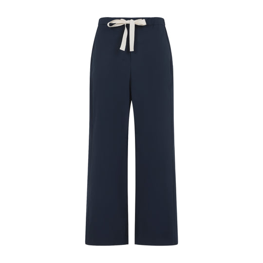 Blue Cotton Argento Pants