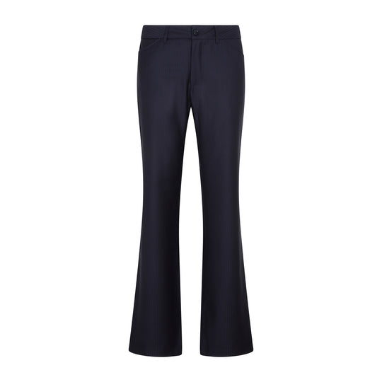 Blue Wool Bootcut Trousers