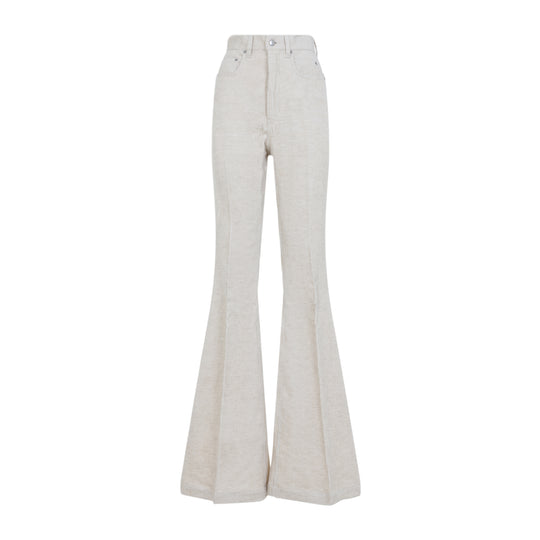 Natural White Cotton Bolan Bootcut Pants