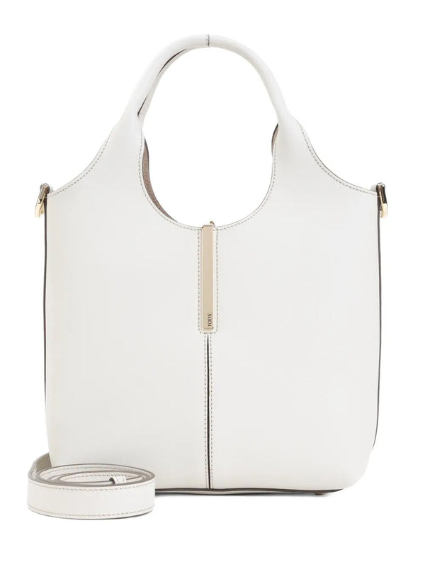 Borsa Shopping In Pelle Mini Con Barra In Metallo