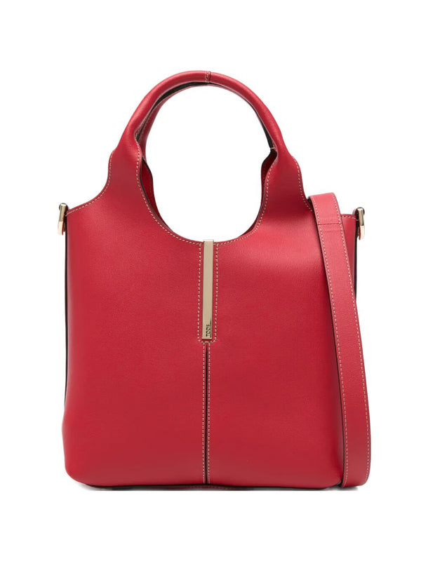 Borsa Shopping In Pelle Mini Con Barra In Metallo