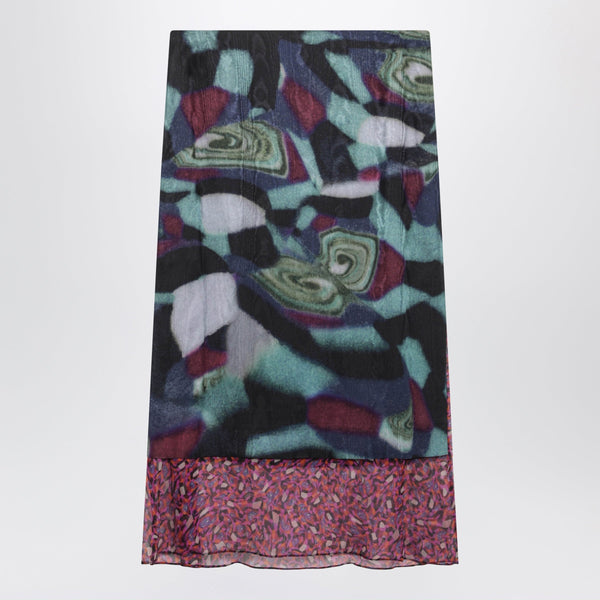 Multicolored Silk-Blend Print Skirt
