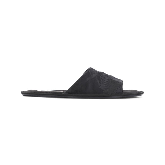 Black Frances Open Toe Acetate-Silk Slippers
