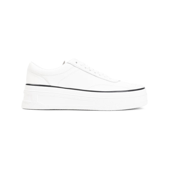 White Low Calf Leather Sneakers