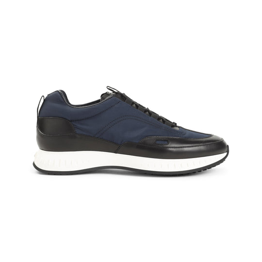 Black And Navy Blue Leather Sneakers