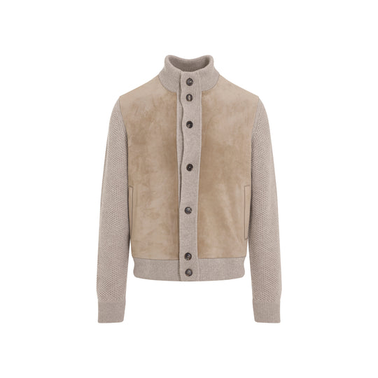 Beige Oasi Cashmere And Suede Jacket