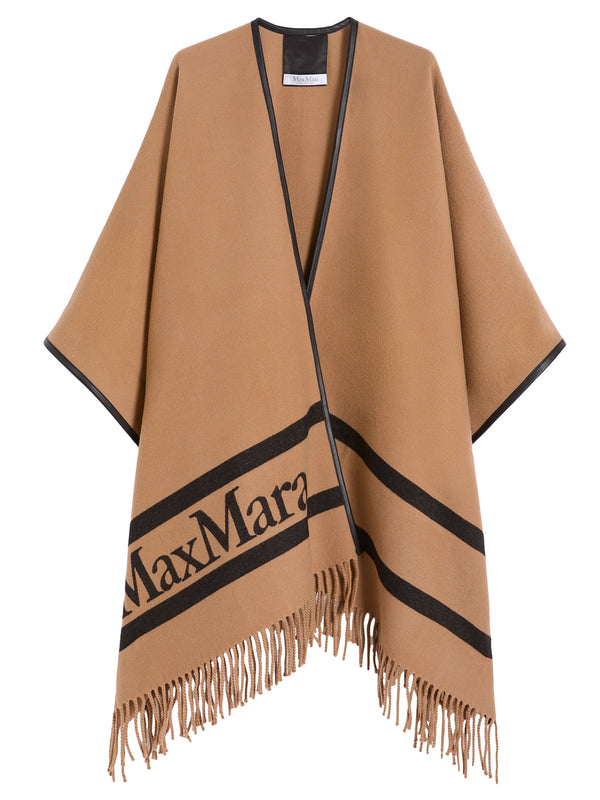 Poncho In Lana Jacquard Cammello