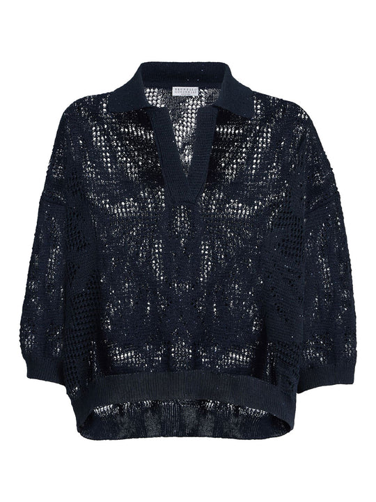 Polo Dazzling Water Lillies In Maglia Di Lino E Cotone