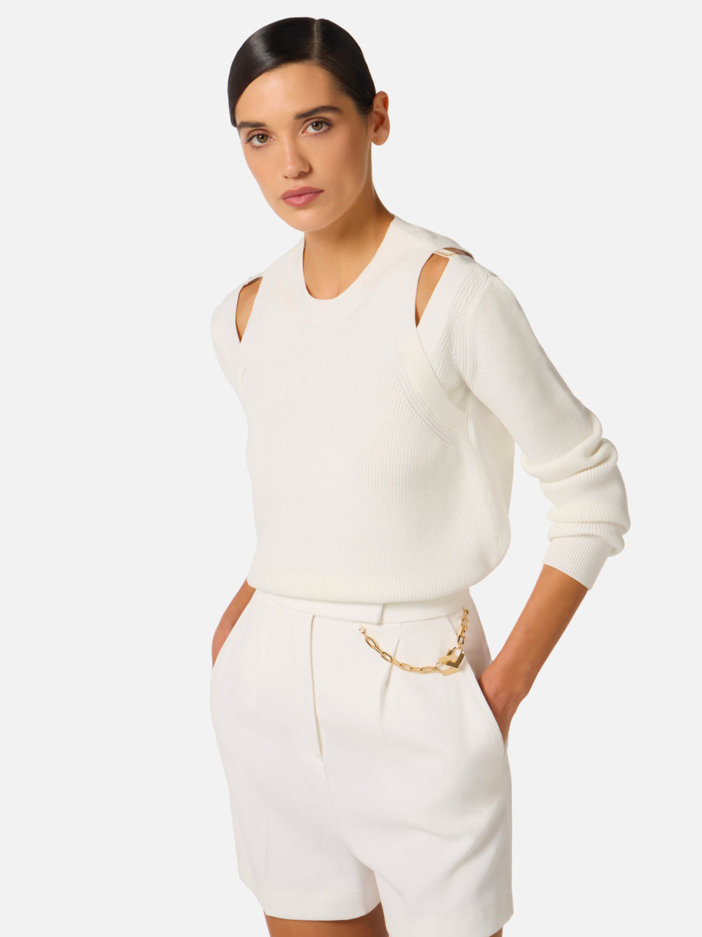 Elisabetta Franchi Round neck - Bianco | 0a8191d8d8b6f2c0cb1855f0f8dc94deb9d61701