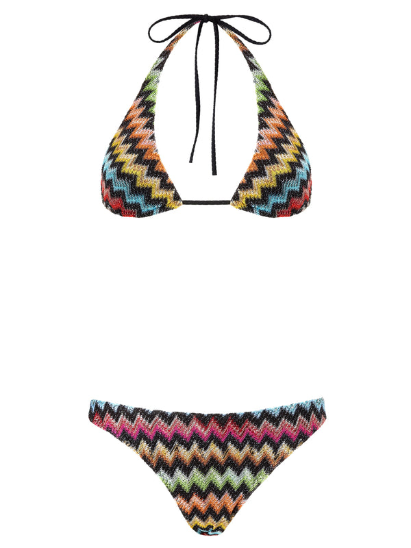 Bikini In Viscosa LamÉ Con Micro Motivo A Zigzag